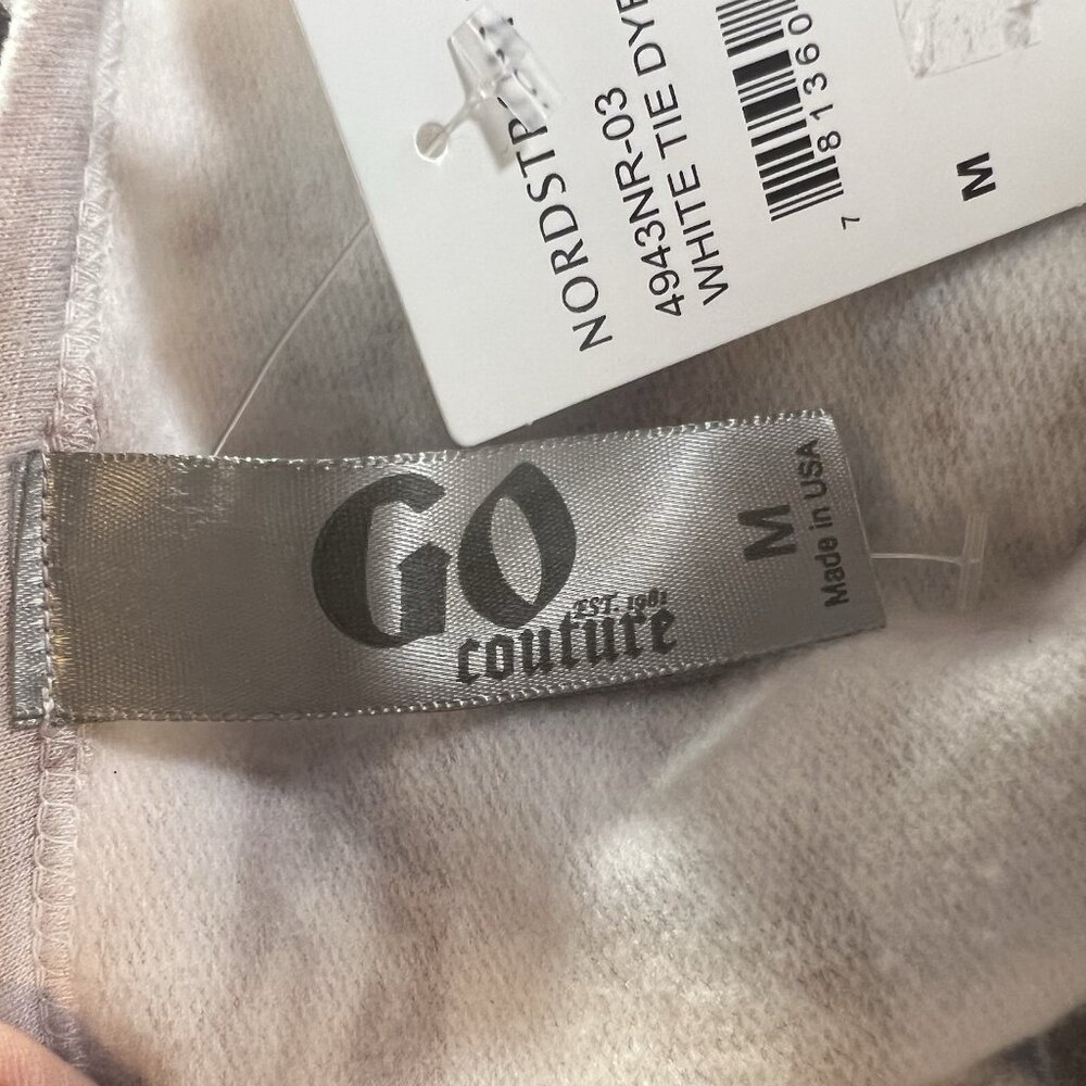 Go Couture Women’s Tunic Hi Low Sweatshirt Gray Tie Dye Size Medium Stretch NWT - Picture 4 of 9